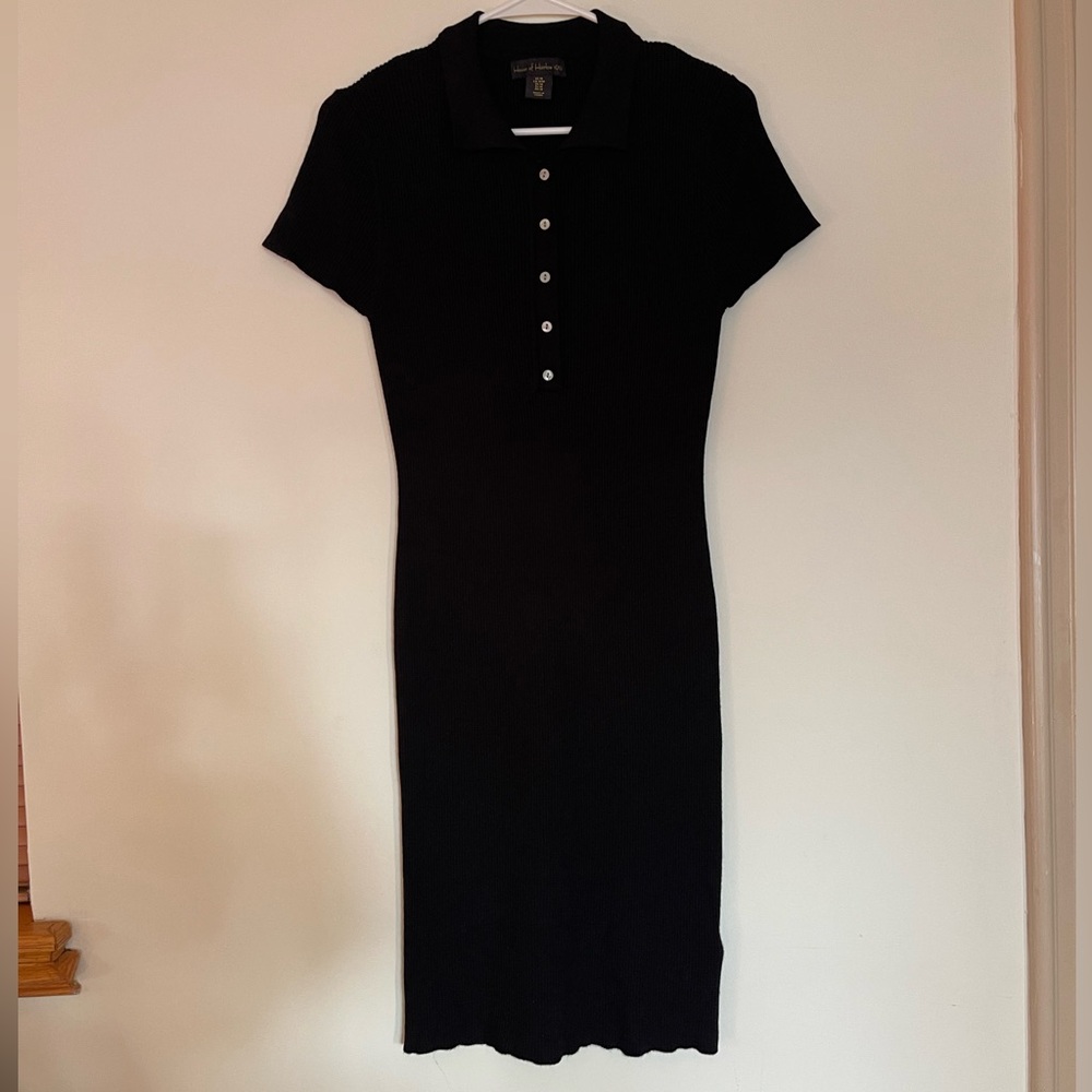 House of Harlow 1960 Black Midi Dress ribbed knit medium